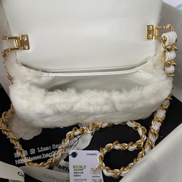 Chanel專櫃新款22B枕頭包小號AS3498 香奈兒羊毛手提肩背鏈條女包 djc5089